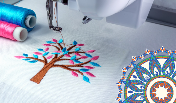 sewing embroidery design at home